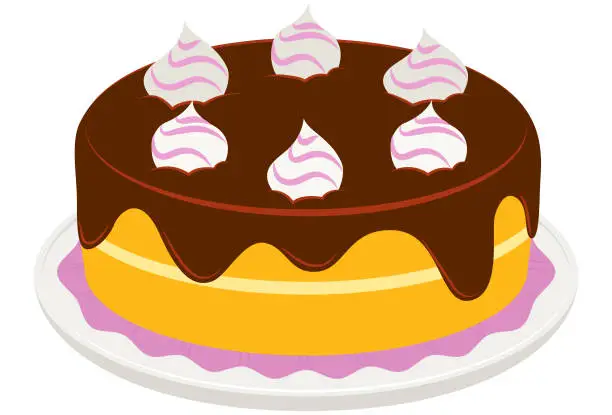 Vector illustration of Chocolate cake with filling