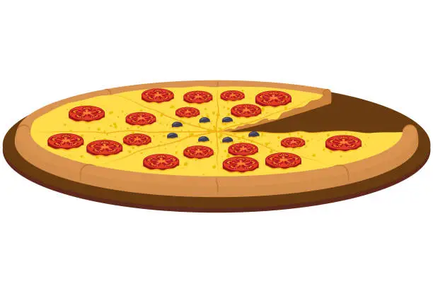 Vector illustration of Delicious and tasty pizza