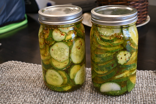 Making pickles in the kitchen at home