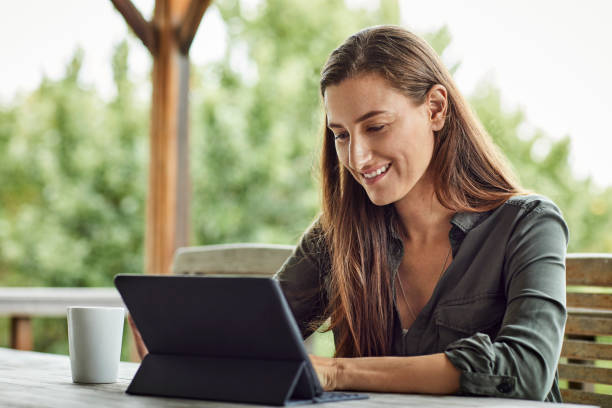 istock Woman using digital tablet at home 1388182912