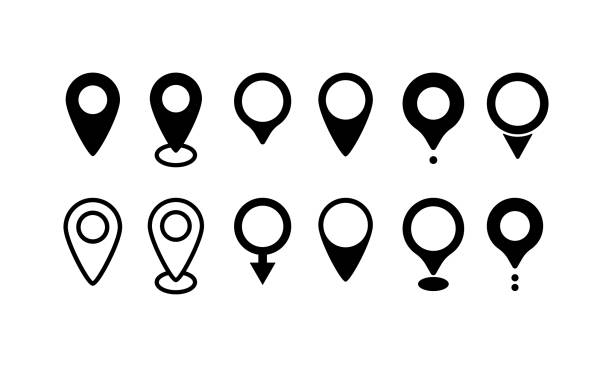 Pinpoint icon set. Symbol for website, gps navigator, apps, business card. Geolocation. End of route. Vector eps 10 Pinpoint icon set. Symbol for website, gps navigator, apps, business card. Geolocation. End of route. Vector eps 10. map markers and pins stock illustrations