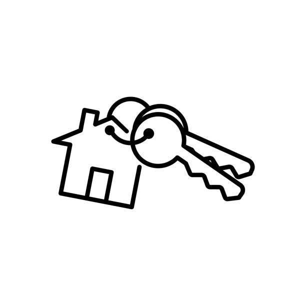 ハウスキーアイコン。家、ガレージ、アパートや建物への鍵。ベクター eps 10 - real estate house key backgrounds点のイラスト素材／クリップアート素材／マンガ素材／アイコン素材