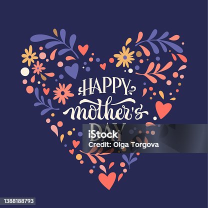 istock Greeting card with heart for Mother Day celebration 1388188793