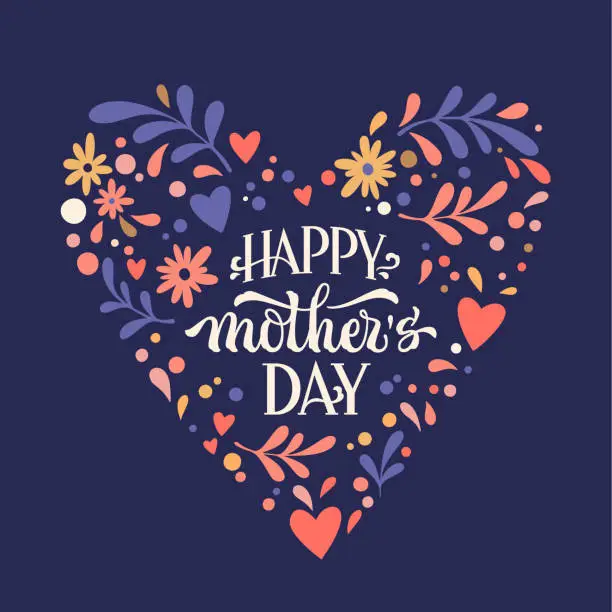 Vector illustration of Greeting card with heart for Mother Day celebration