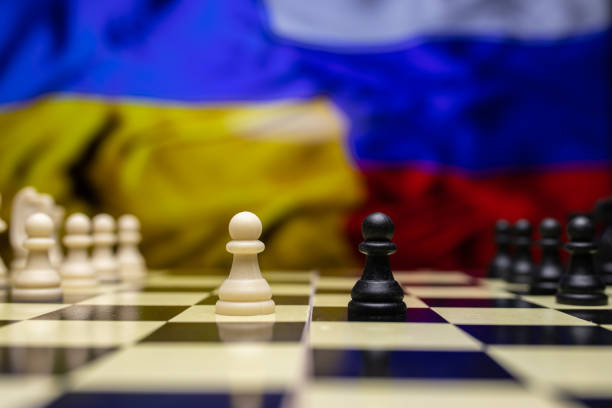 istock War between Russia and Ukraine, conceptual image of war using chess board, pieces and national flags on the background. Ukrainian & Russian crisis, political conflict. Stop the war 2022 1388189881