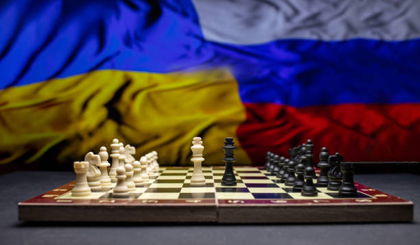 istock War between Russia and Ukraine, conceptual image of war using chess board, pieces and national flags on the background. Ukrainian & Russian crisis, political conflict. Stop the war 2022 1388189912
