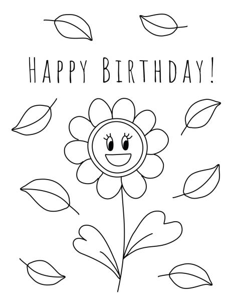 360+ Happy Birthday Wishes With Flowers Drawings Stock Illustrations ...