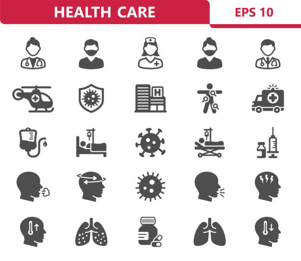 Healthcare Icons. Health Care, Medical, Hospital Healthcare Icons. Health Care, Medical, Hospital stretcher stock illustrations