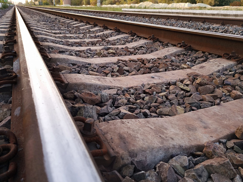 Railway Track, Sleepers and Ballast - Close Up
