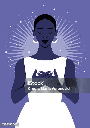 istock African woman with hands on her chest. Grateful gesture 1388193002