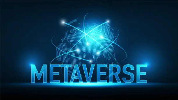 Vector illustration of Metaverse digital world smart futuristic interface technology background, Vector Illustration