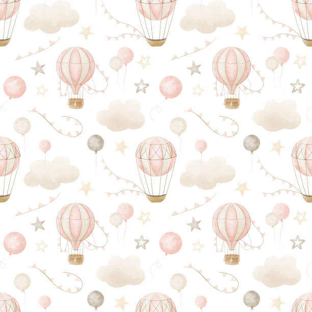 levering salami ophouden Air Balloon Pattern Stock Illustration - Download Image Now - Hot Air  Balloon, Seamless Pattern, Watercolor Painting - iStock