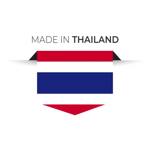 Vector illustration of Made in the Thailand label, product emblem. White isolated background