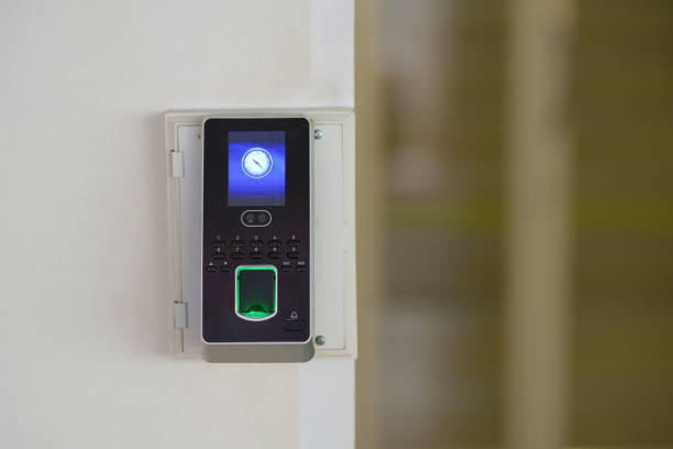 istock Fingerprint Scanner, Facial recognition system control. 1388202486