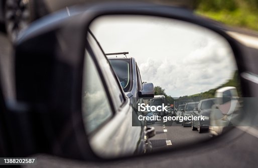 istock Looking back at traffic jam 1388202587