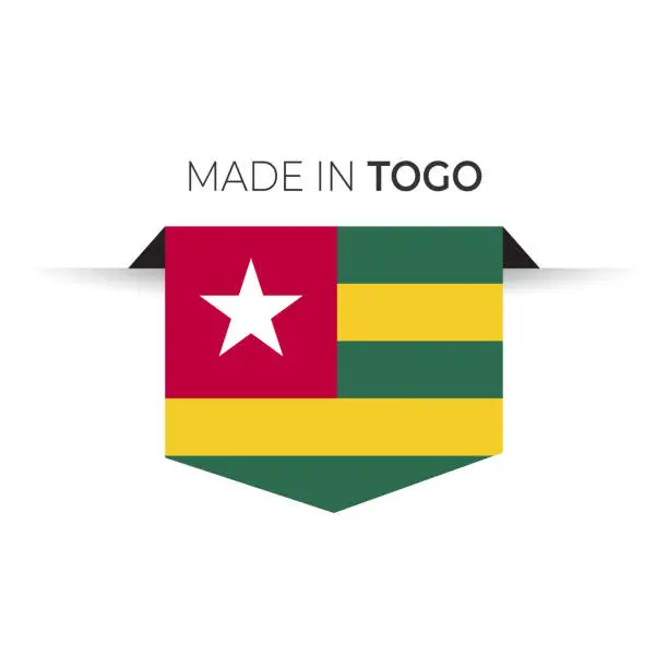 Vector illustration of Made in the Togo label, product emblem. White isolated background
