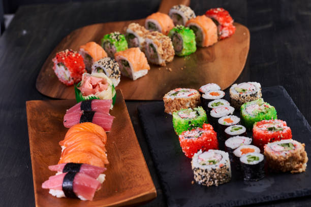 istock Variety of sushi freshly prepared 1388208977