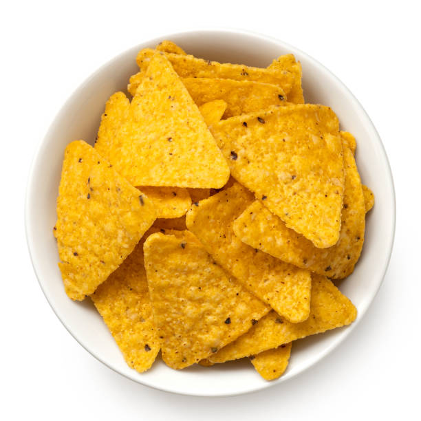 istock Tortilla chips in a white bowl from above. 1388210310