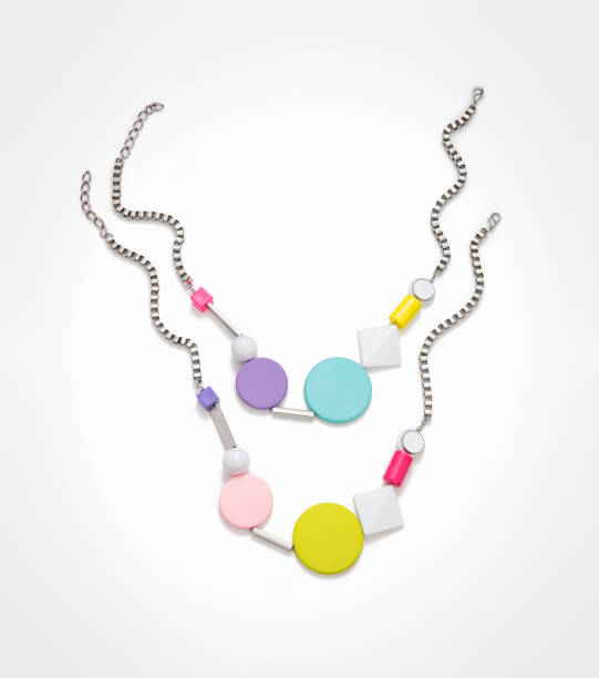 Fashionable necklaces isolated on white background