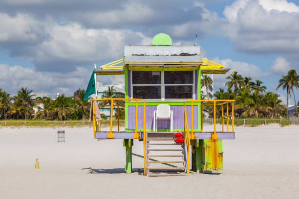 istock scenic lifeguard tower without people at south beach 1388217071