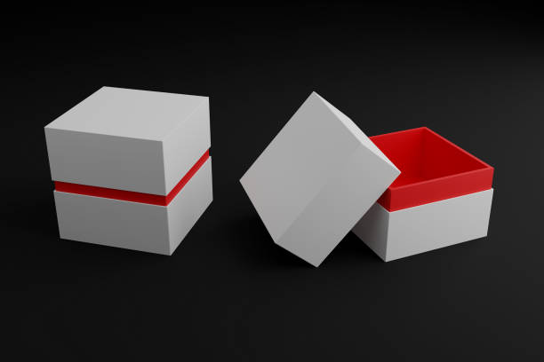 istock Blank Empty White Red Jewelry or Watch Box For Mockup - 3D Illustration 1388222468
