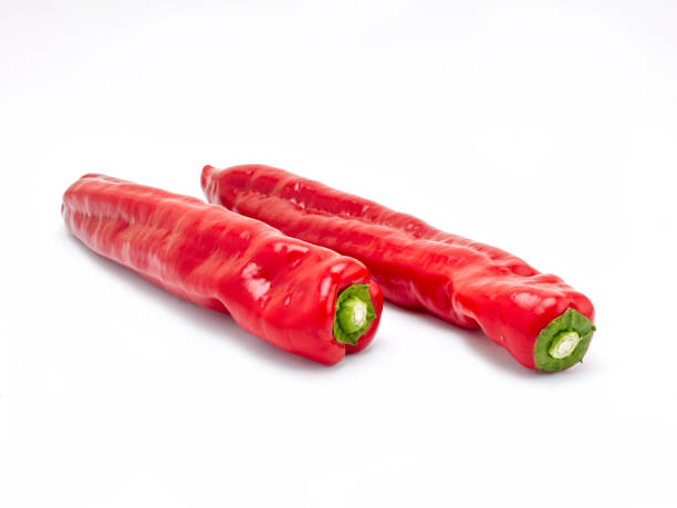 two red peppers stock photo