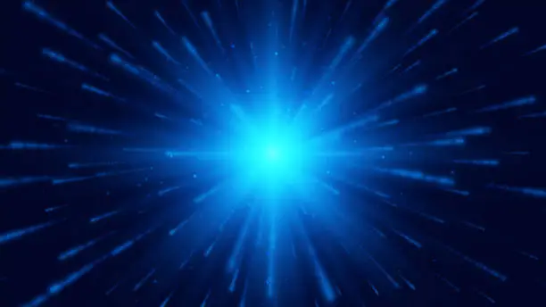 Vector illustration of Blue star. High speed. Abstract explosion background. Vector illustration.