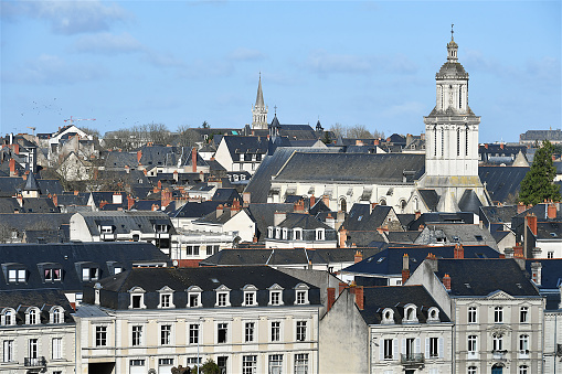 Angers, France-02 25 2022:View of La Doutre, an old quarter located on the western bank of the Maine river and facing the castle,