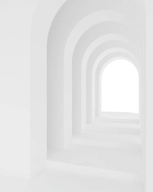 istock White architecture arch hallway space. Abstract arch curve corridor. 1388232112