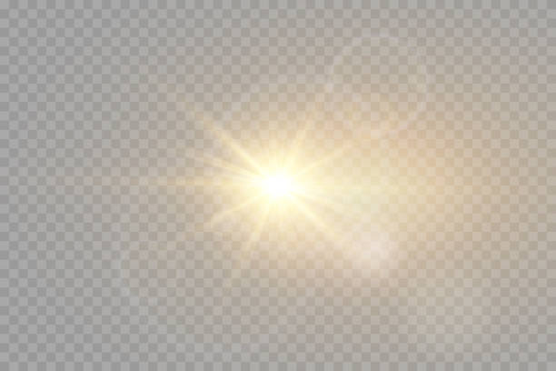 illustrations, cliparts, dessins animés et icônes de vecteur du soleil transparent lentille spéciale évasé effet de lumière. - soleil