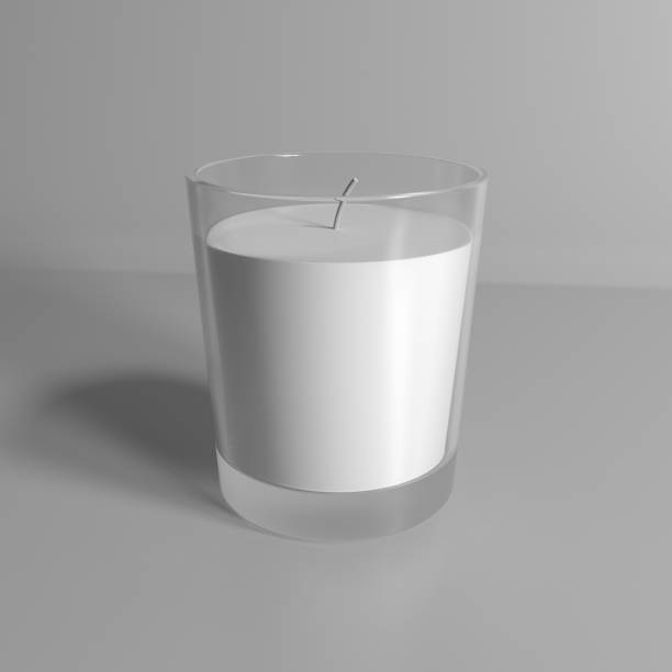 istock 3D rendering. Empty white candle in a glass jar, mockup for design 1388237006