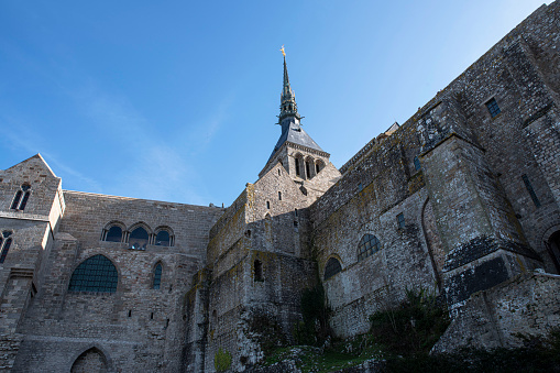 Detail of the architecture of the Mont Saint Michel in Normandy, France