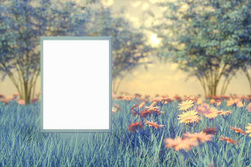 Billboard mockup in nature empty template for advertising messages