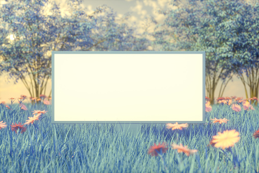 Billboard mockup in nature empty template for advertising messages