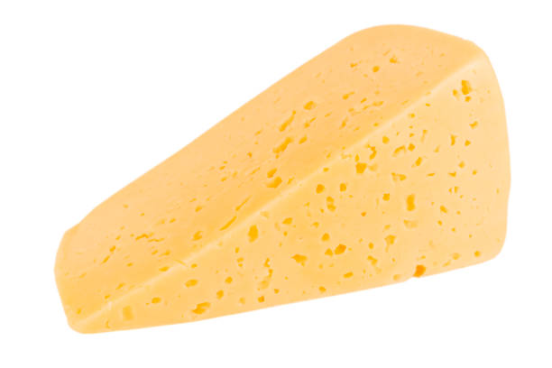 a piece of cheese on a white background