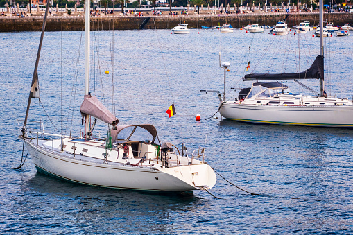 Oslo, Norway - July 20 2014: View over a gathering of vintage wooden boats in Oslo.