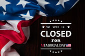 Memorial Day Background Design. We will be Closed for Memorial Day.