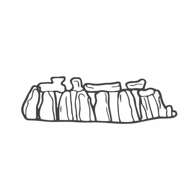 Vector illustration of Stonehenge vector illustration, hand drawn United Kingdom landmark isolated on white background