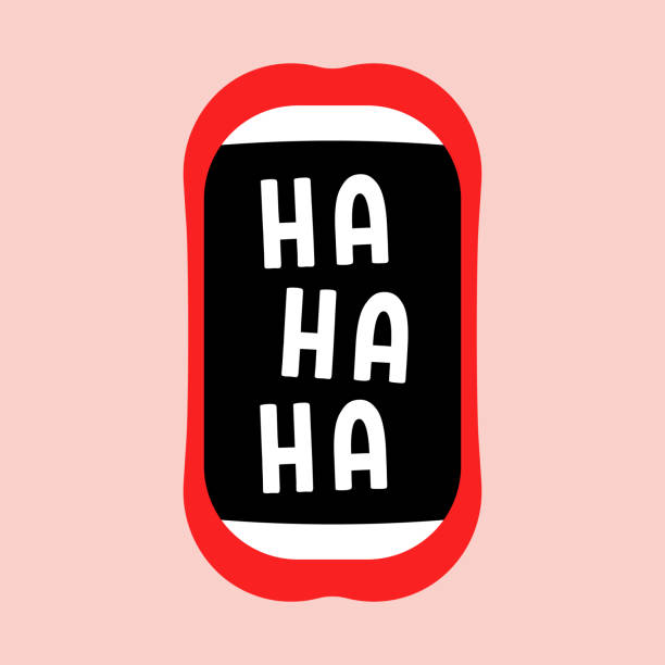 stockillustraties, clipart, cartoons en iconen met abstract cartoon mouth with hahaha text - lachen