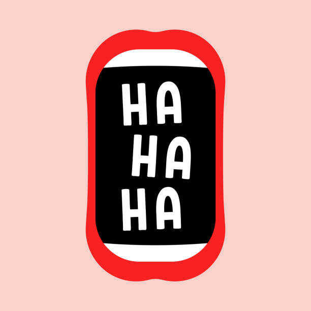 abstract cartoon mouth with hahaha text abstract cartoon mouth with hahaha text. flat simple style element graphic art design laughing stock illustrations