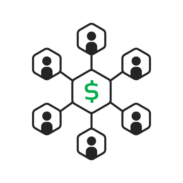 teamwork for money benefits like partnership icon teamwork for money benefits like partnership icon. flat simple trend modern graphic art design element isolated on white background. concept of financial pyramid or easy deal or global value shareholders meeting stock illustrations