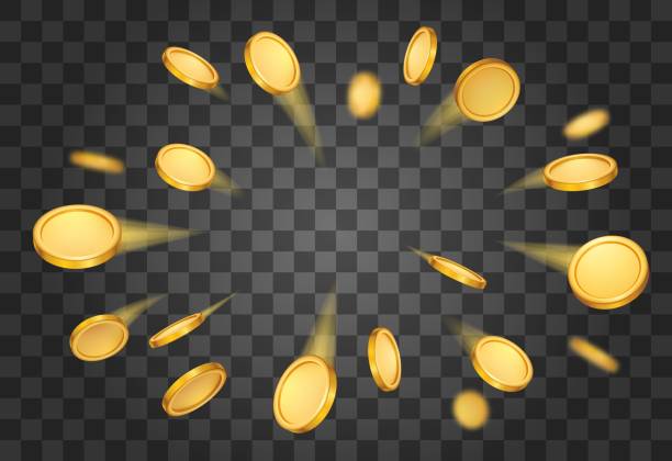 Realistic 3d flying golden coins background, casino jackpot prize concept. Financial wealth symbol. Yellow gold coin explosion. Gambling game winner money rain vector illustration Realistic 3d flying golden coins background, casino jackpot prize concept. Financial wealth symbol. Yellow gold coin explosion. Gambling game winner money vector illustration jackpot stock illustrations