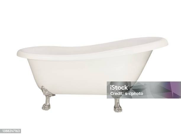 Modern Bathtub Isolated On The White Background Stock Photo - Download Image Now