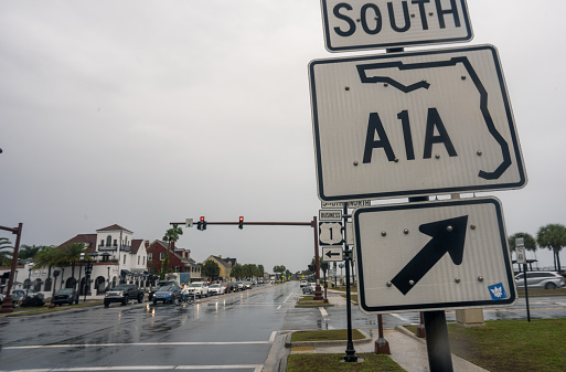 A1A road sign on St Augustine, Florida, USA