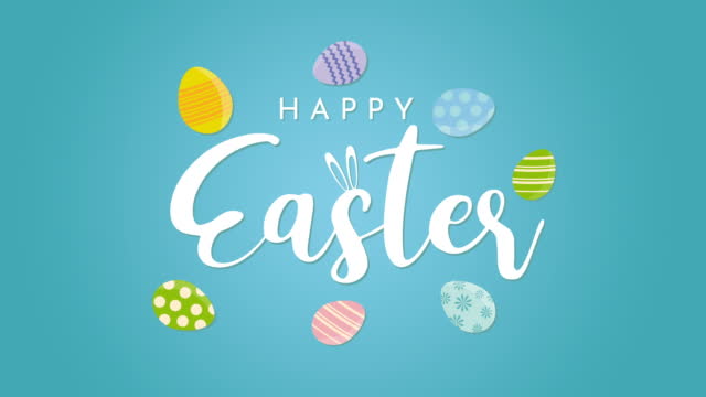 Happy Easter animation with Easter eggs. 4k animation