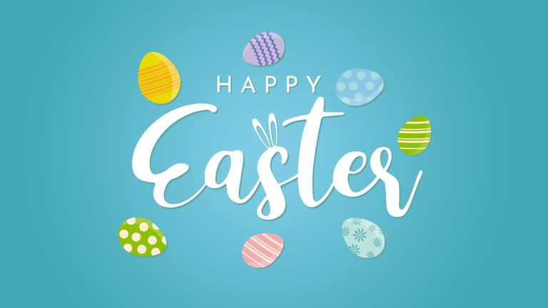 Happy Easter animation with Easter eggs. 4k animation