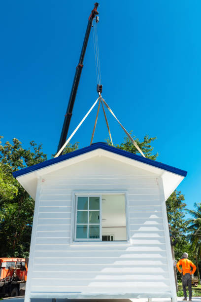 istock Prefab house, prefabricated house crane. 1388265657