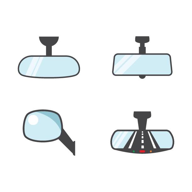 зеркало заднего вида векторное - mirror car rear view mirror road stock illustrations