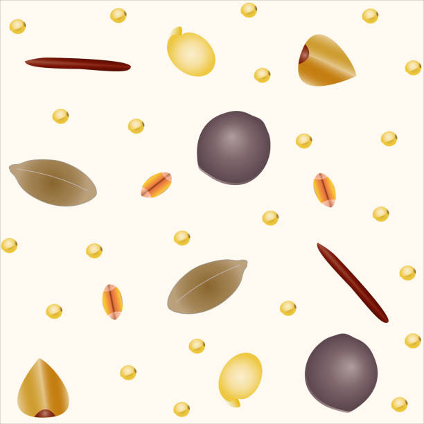 ilustrações de stock, clip art, desenhos animados e ícones de cereals grains seamless pattern - pumpkin textured peel backgrounds