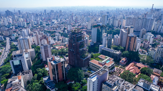 Aerial view of Avenida Paulista in São Paulo, SP. Main avenue of the capital.